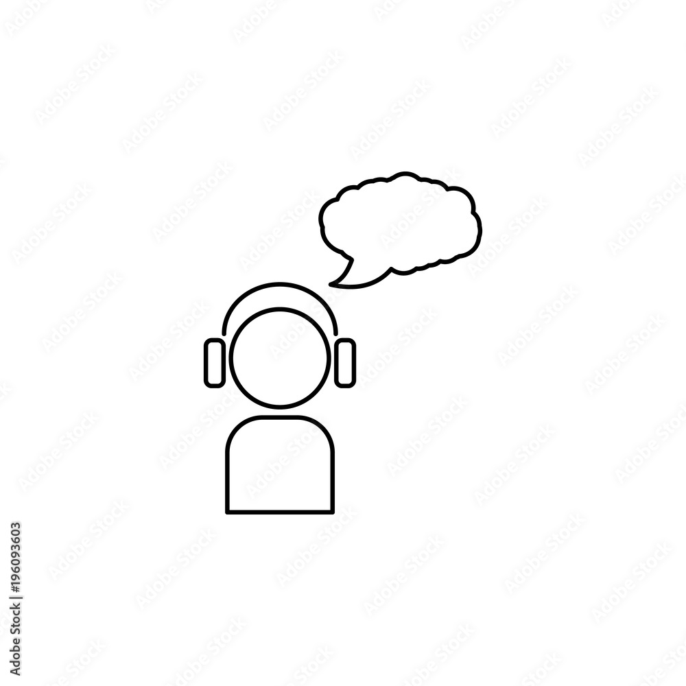 Poster man with headphones and bubble of communication icon. element of online education icon for mobile co