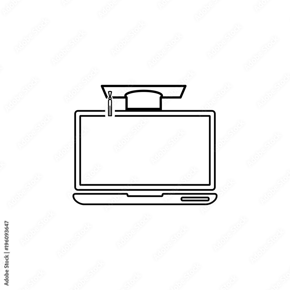 Poster student's cap on the monitor icon. element of online education icon for mobile concept and web apps.