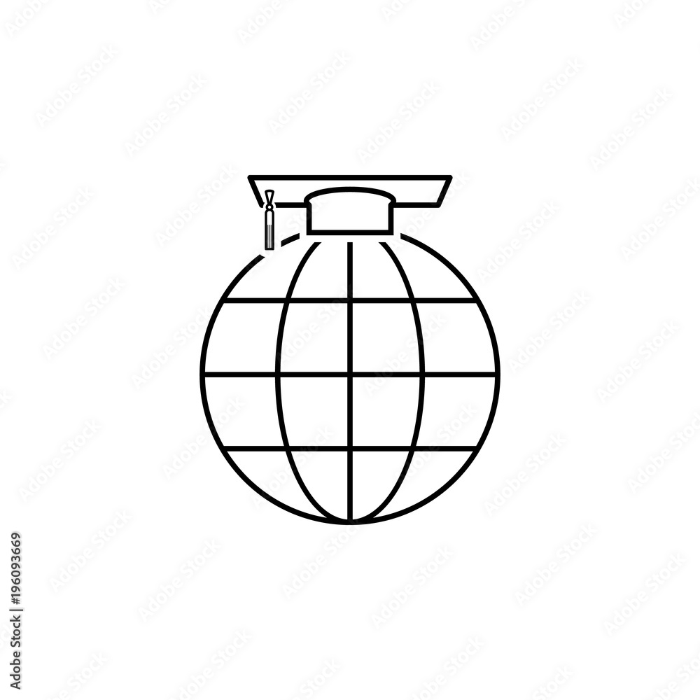 Poster global education icon. element of online education icon for mobile concept and web apps. thin line i