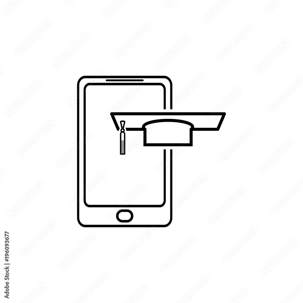 Poster student hat on a smart phone icon. element of online education icon for mobile concept and web apps.