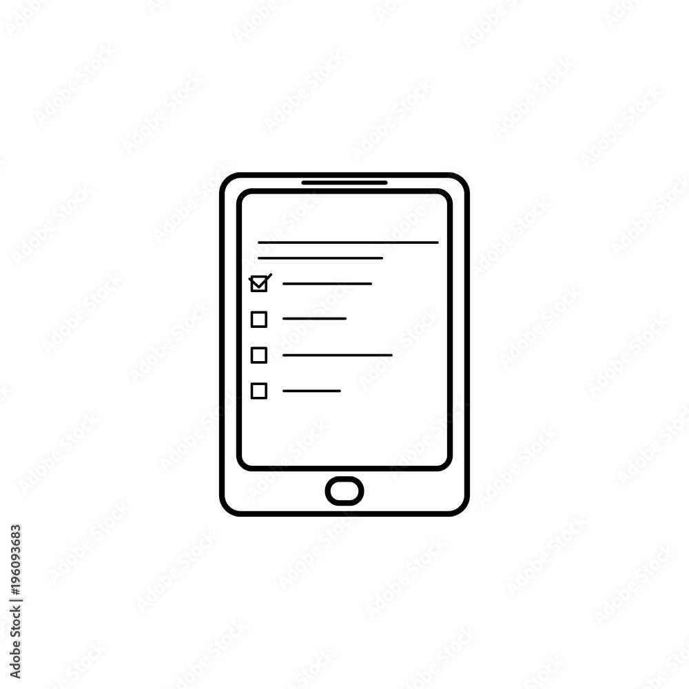 Poster questionnaire on the tablet screen icon. element of online education icon for mobile concept and web