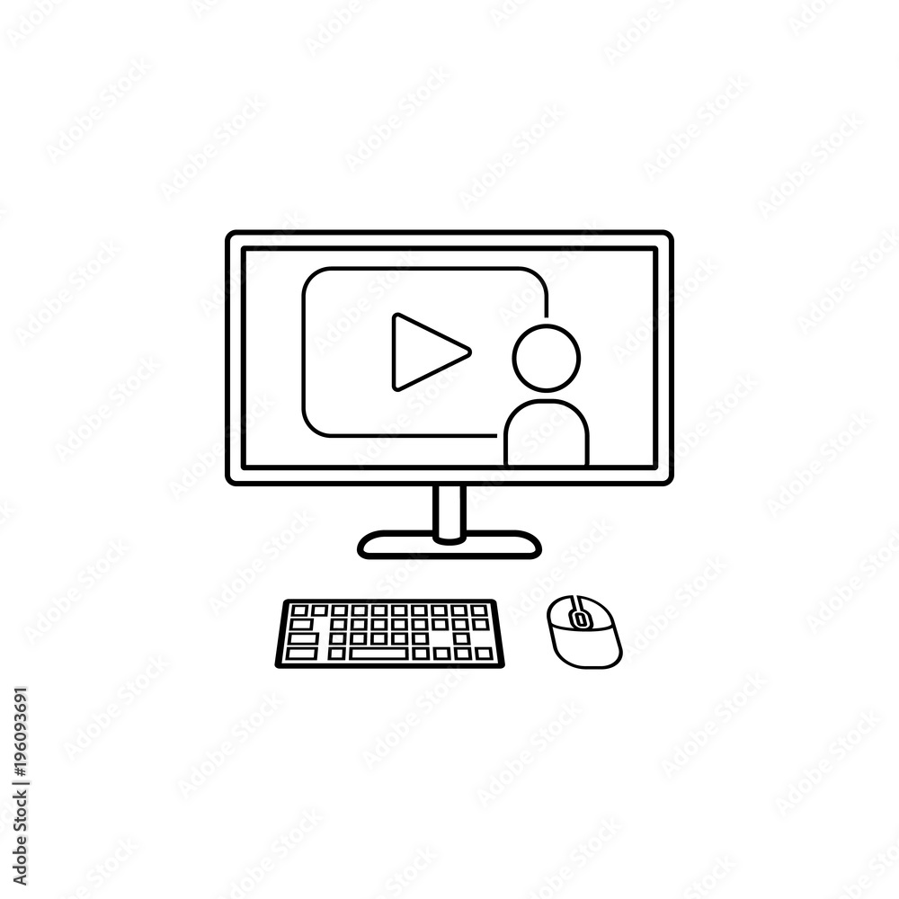 Poster online training on the computer screen icon. element of online education icon for mobile concept and