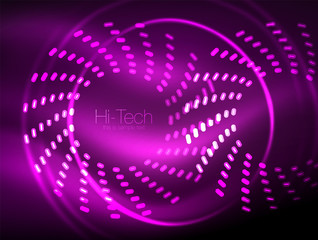 Glowing neon dotted shape abstract background, technology shiny concept design, magic space geometric background