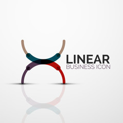 Outline minimal abstract geometric linear business icon made of line segments, elements