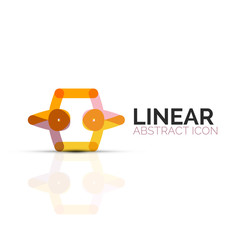 Abstract flower or star minimalistic linear icon, thin line geometric flat symbol for business icon design, abstract button or emblem