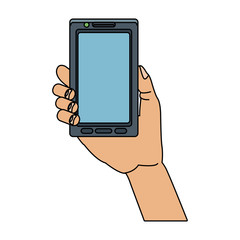 Hand with smartphone vector illustration graphic design
