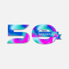 Happy 50 year anniversary with fluid color. Birthday Number Template. EPS 10 vector.