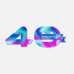 Happy 40 year anniversary with fluid color. Birthday Number Template. EPS 10 vector.