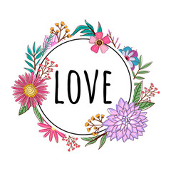 Hand drawing wreath and floral elements