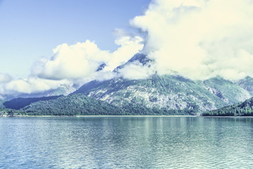 Glacier Bay, Alaska, viewed from the sea.