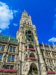 Naklejka premium Munich, Germany - 08/03/2012 - New Town Hall in Marienplatz 