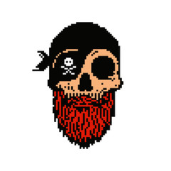 Pixel art pirate skull