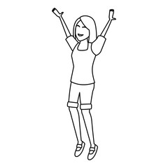 Happy woman jumping cartoon vector illustration graphic design