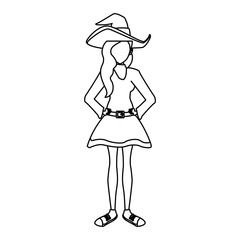 Fototapeta na wymiar Woman with witch costume cartoon vector illustration graphic design
