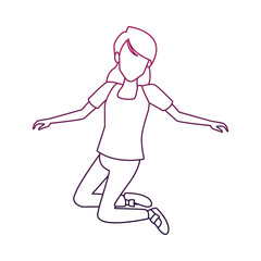 Happy woman jumping cartoon vector illustration graphic design