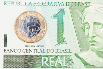 Detail of brazilian 1 BRL currency