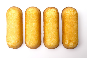 Cream Filled Snack Cake on a White Background