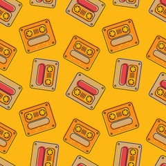 Funky tape mix seamless pattern. Authentic design for digital and print media.