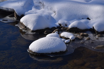 Snow Covered River Rocks
