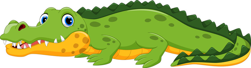 Obraz premium Ilustracja wektorowa kreskówka krokodyl na białym tle