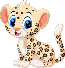 Naklejka premium Cute baby leopard cartoon