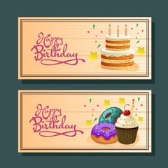 birthday horizontal banner with sweet treat