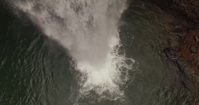 Aerial Winter Tennessee Waterfall Crest to Base 003 Close Fast Boom Down