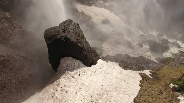 Epic Close And Low Through Mist From Huge Colorado Waterfall