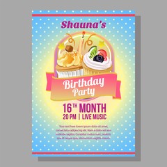 birthday party poster with cupcakes