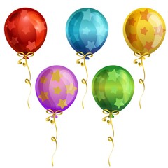 birthday star balloon icon set