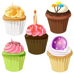 cupcake birthday icon set