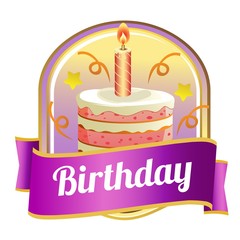 happy birthday badge with cake