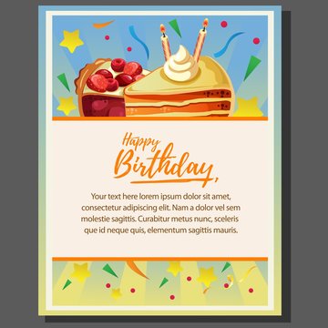 happy birthday theme poster with cake