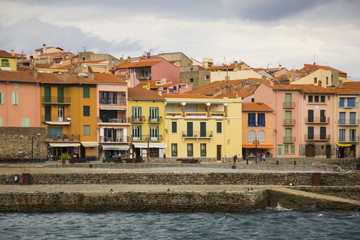 Naklejka na ściany i meble Photography of french seafront in Collioure