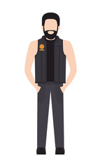 rough motorcyclist avatar character vector illustration design