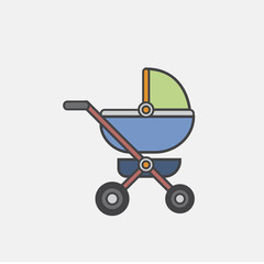 Illustration of baby stroller icon