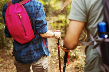 Couple trekking together