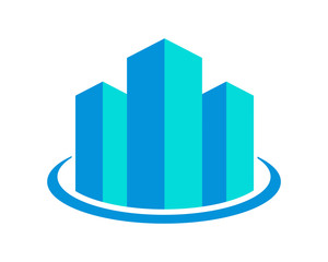 blue abstract building icon skyscraper cityscape architecture construction image vector