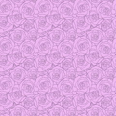 Pink rose seamless pattern by hand drawing.Blue rose high detail for wallpaper.Flower seamless pattern on vintage background.Rosa queen elizabeth rose for batik cloth.