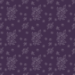 Pink rose seamless pattern by hand drawing.Blue rose high detail for wallpaper.Flower seamless pattern on vintage background.Rosa queen elizabeth rose for batik cloth.