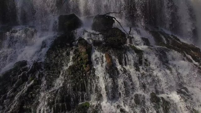 4k Aerial Winter Tennessee Waterfall Close 007