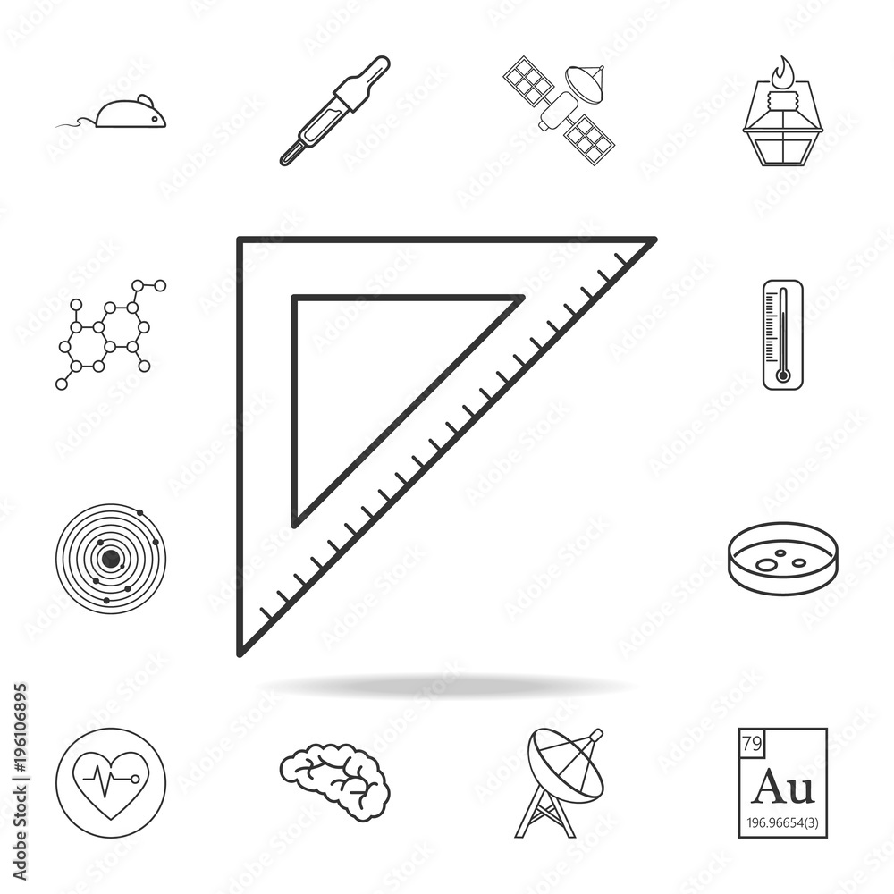 Poster triangular ruler icon. detailed set of science and learning outline icons. premium quality graphic d