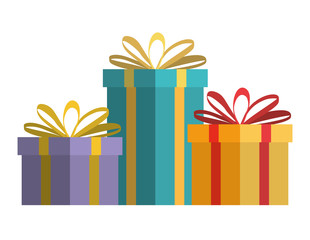 set gifts boxes presents icon vector illustration design