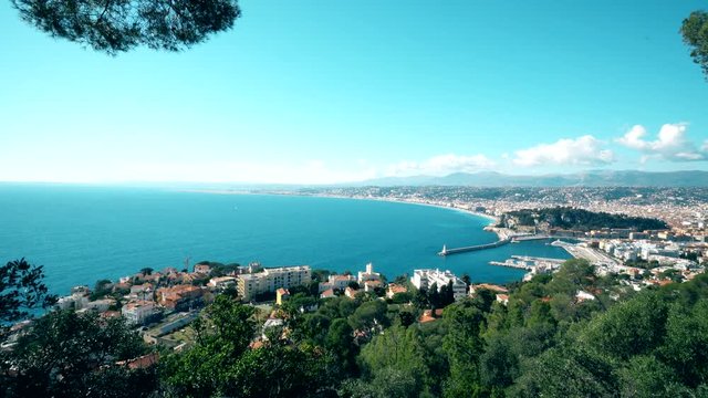 Plane landing in Nice airport cote d'azur. Sea and sun.