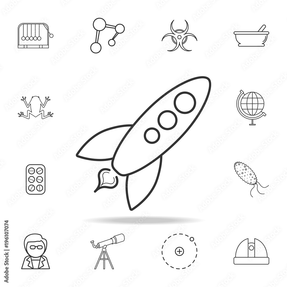 Poster line rocket icon. detailed set of science and learning outline icons. premium quality graphic design