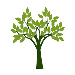 Green Tree with Leaves. Vector Illustration and graphic element.