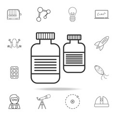 monochrome medicine bottles icon. Detailed set of science and learning outline icons. Premium quality graphic design. One of the collection icons for websites, web design, mobile