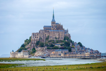 Fototapeta na wymiar The famous Mont Saint Michel abbey at afternoon in Normandy, France