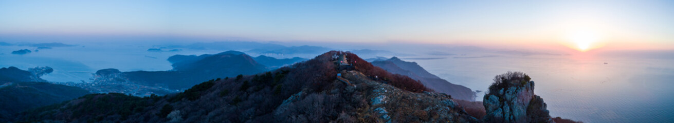 Panoramic view of Sunrise and mountains