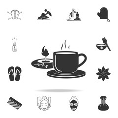 cup of tea and candle in spa icon. Detailed set of SPA icons. Premium quality graphic design. One of the collection icons for websites, web design, mobile app